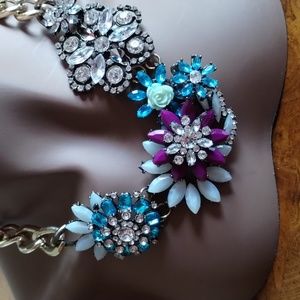 Statement Necklace by "ROAM" - Vintage Blue & Purple Rhinestones 🌌✨